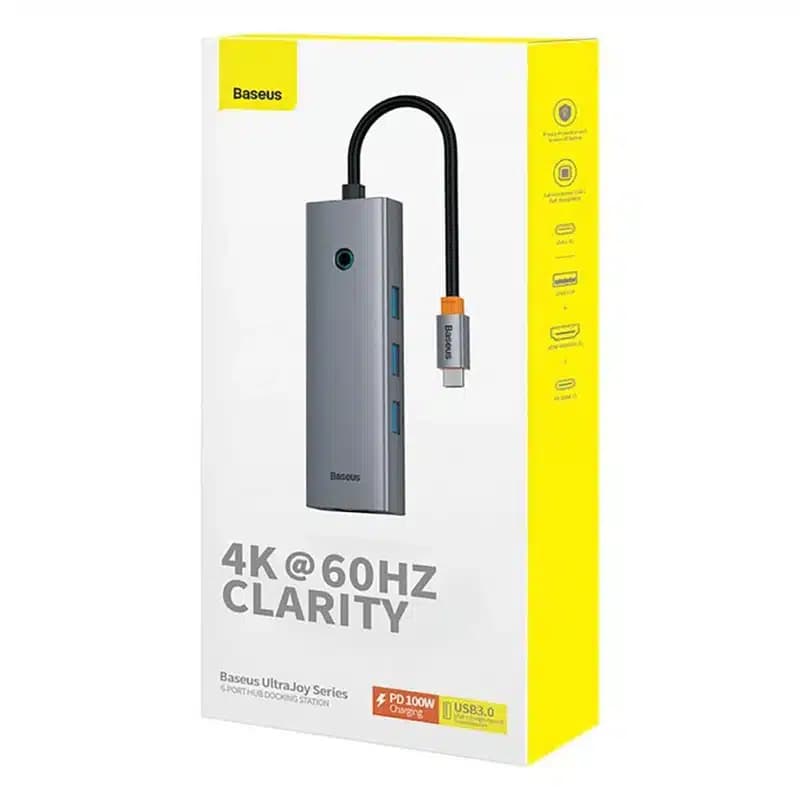 هاب ۶ پورت تایپ C باسئوس مدل Baseus 6-Port Type-C HUB Adapter Gray — تصویر ۳
