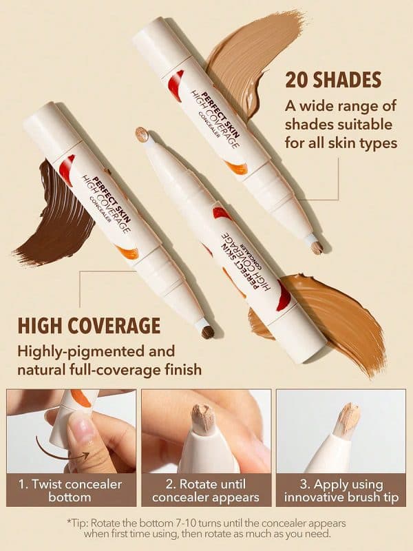 کانسیلر PERFECT SKIN HIGH COVERAGE CONCEALER -ACORN شیگلم SHEGLAM — تصویر ۴