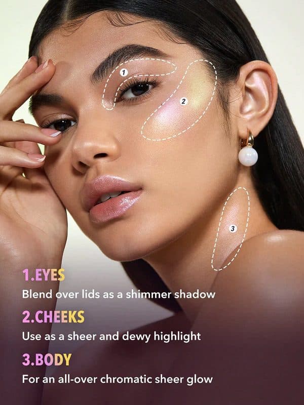 هایلایتر مایع CHROMA-GLOW BLOOM با رنگ SOLAR FLARE شیگلم SHEGLAM — تصویر ۶