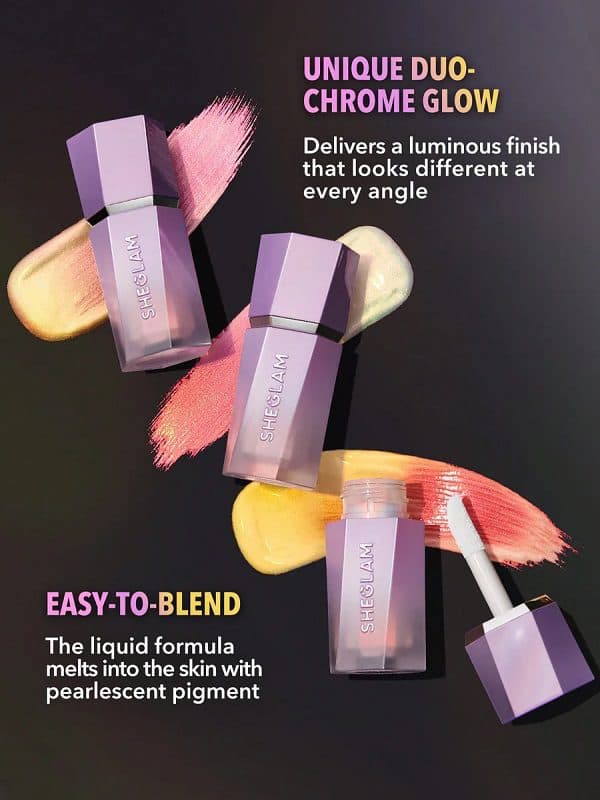 هایلایتر مایع CHROMA-GLOW BLOOM با رنگ SOLAR FLARE شیگلم SHEGLAM — تصویر ۵