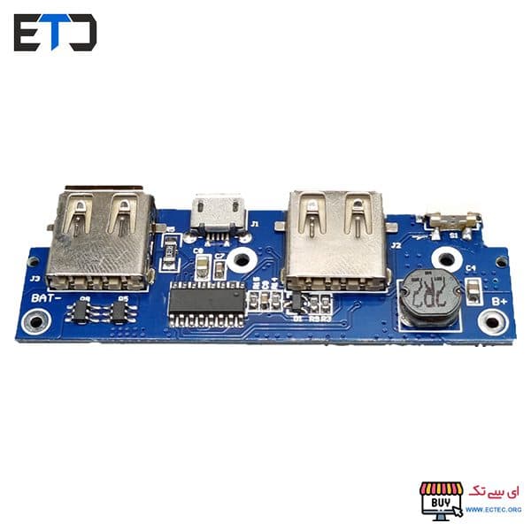 ماژول پاوربانک فست دو USB با نشانگر 5V 2.4A مدل ECTEC02 — تصویر ۲
