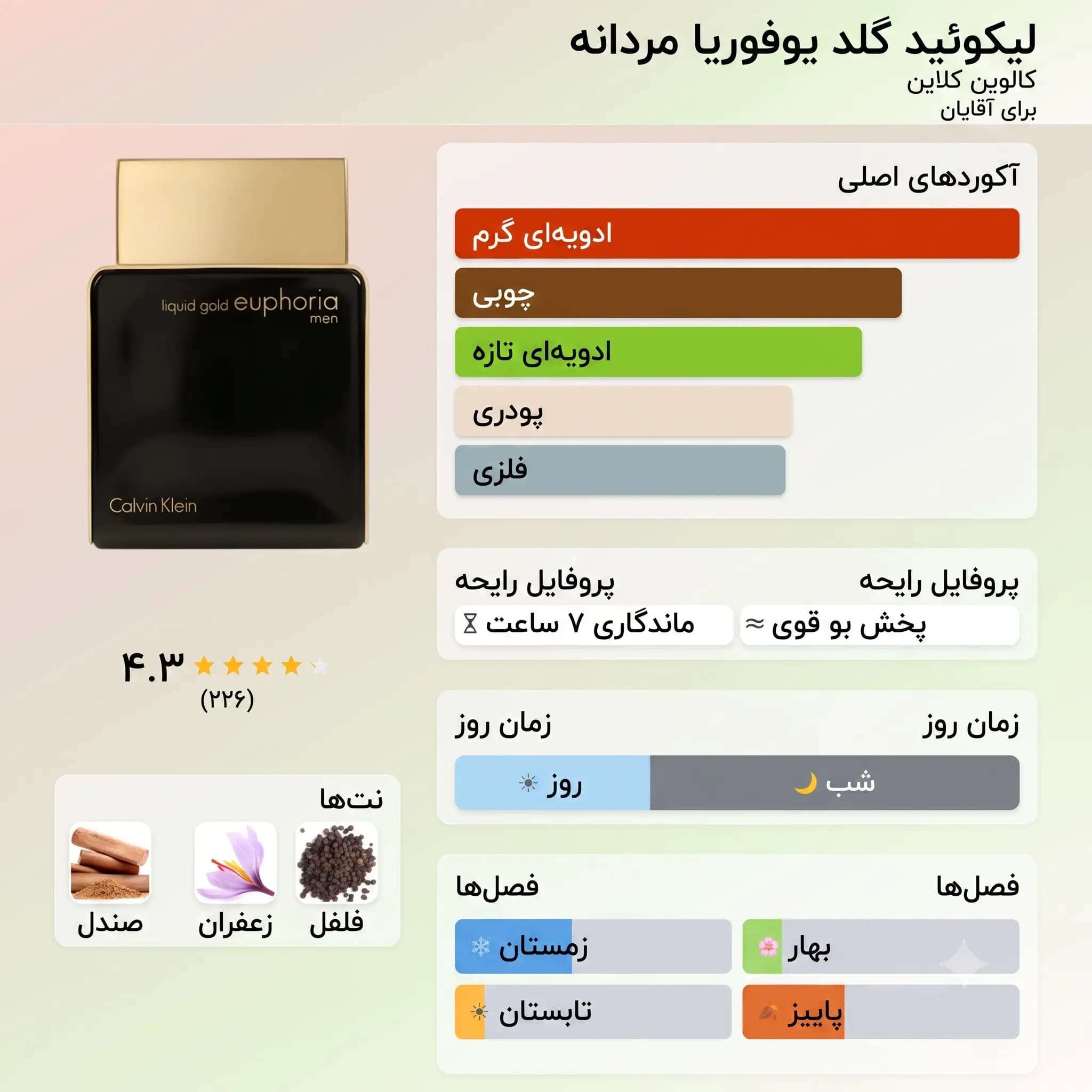 عطر ادکلن کلوین کلین(سی کی) یوفوریا لیکویید گلد مردانه اصل | Calvin Klein Liquid Gold Euphoria Men — تصویر ۳