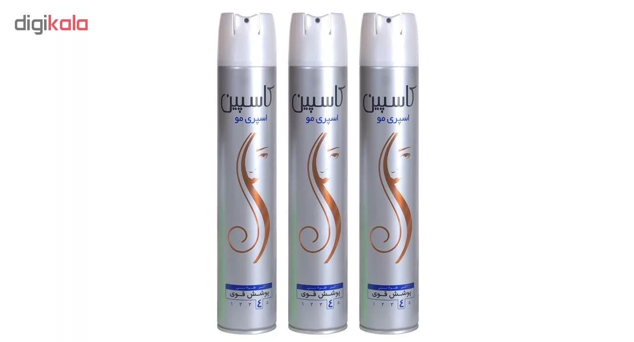 اسپری حالت دهنده مو کاسپین مدل Strong hold 4 حجم 500 میلی لیتر مجموعه ۳ عددی — تصویر ۲