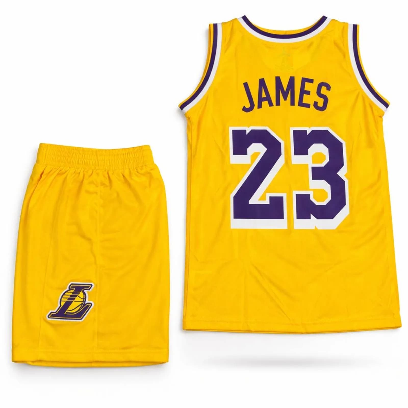ست لباس بسکتبالی بچه گانه LAKERS شماره 23 بازیکن JAMES رنگ زرد شناسه 10100648 — تصویر ۲