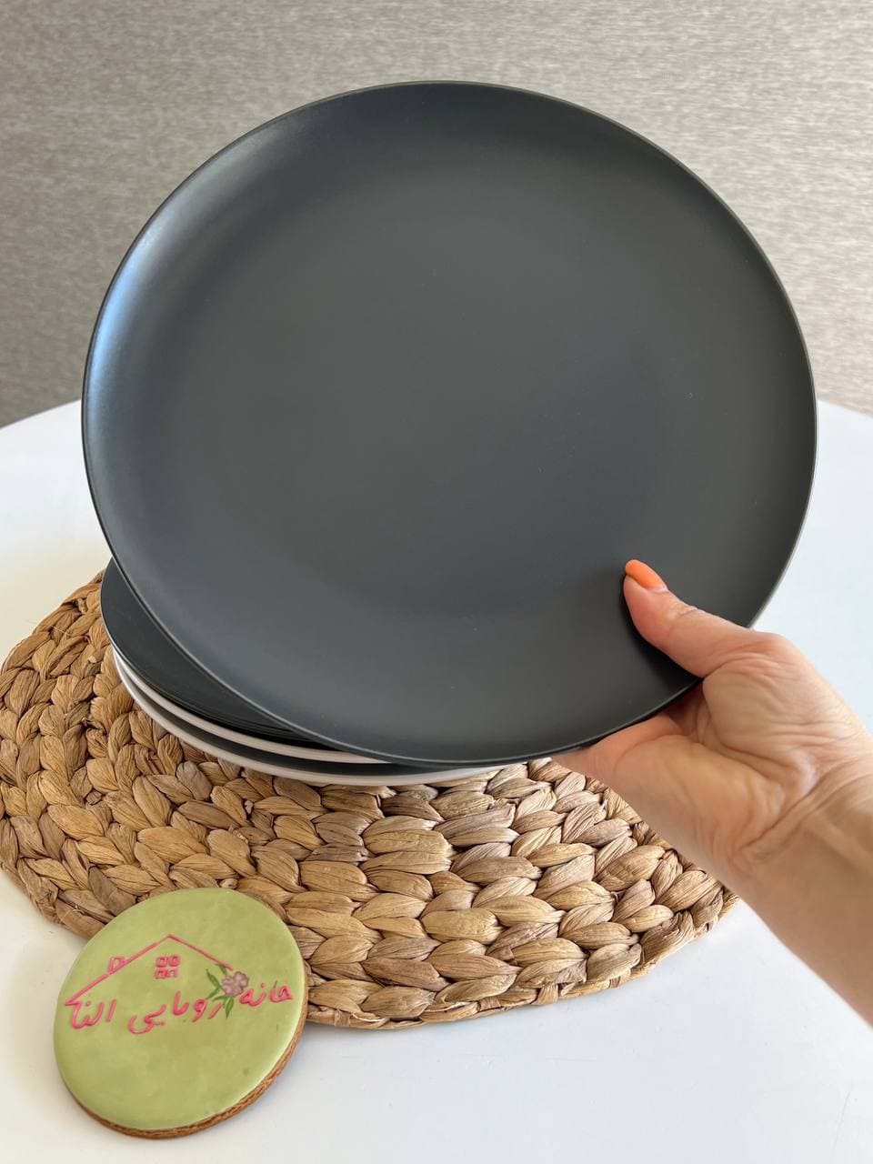 سرویس غذاخوری 20 پارچه طرح ایکیا home zaza- رنگ طوسی مشکی — تصویر ۵