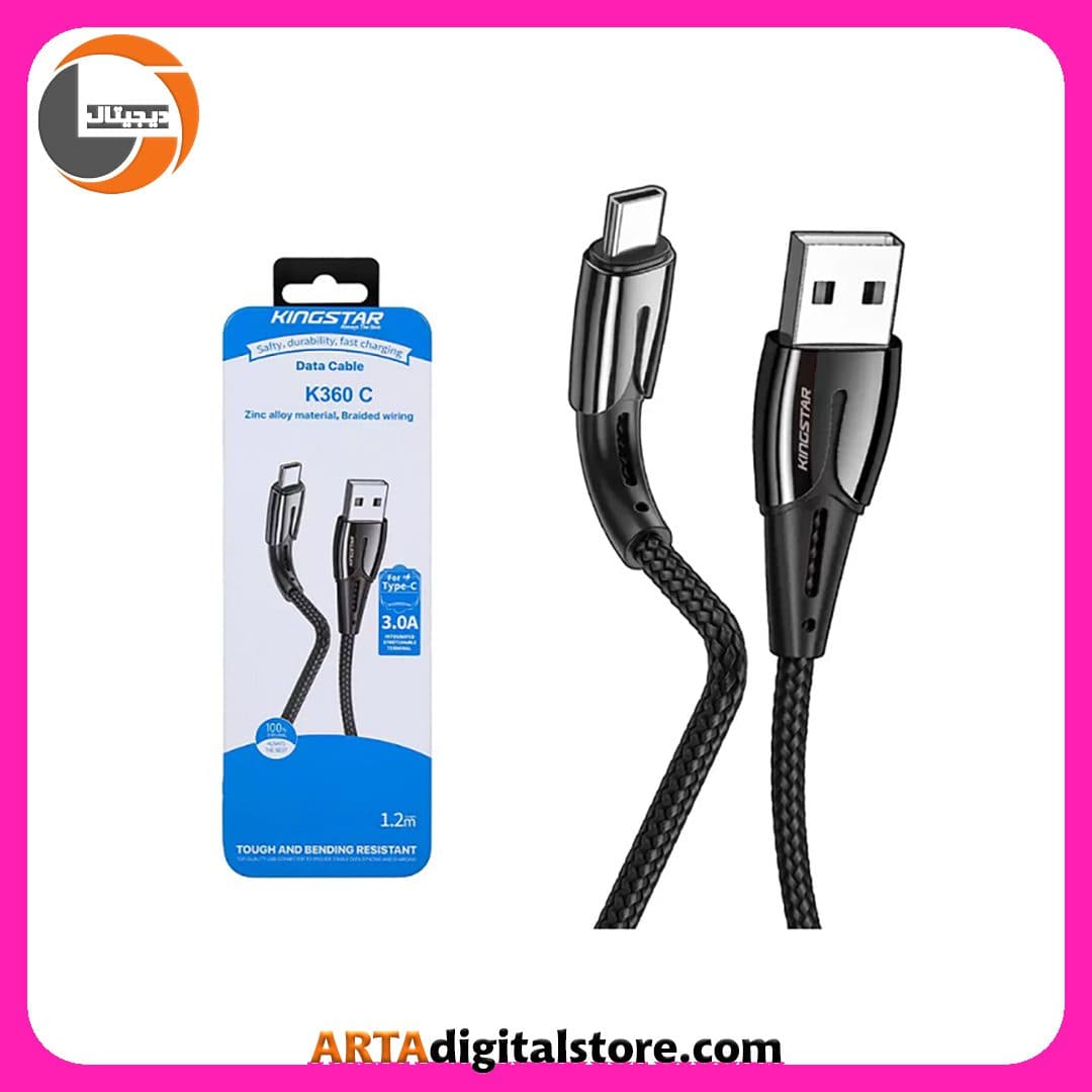 کابل KingStar K360C Type-C Cable Black طول 1.2M — تصویر ۲