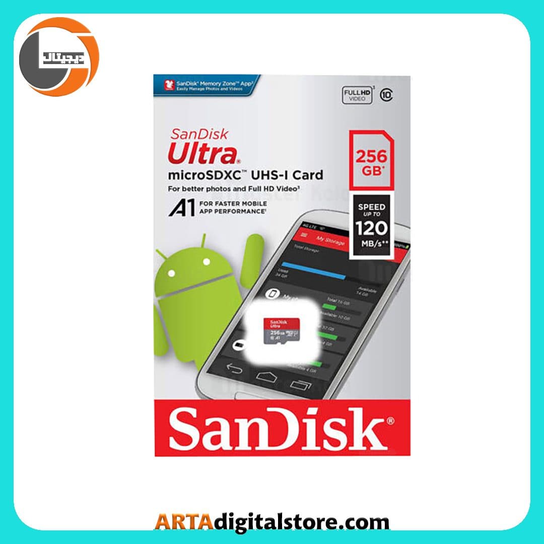 مموری کارت میکرو Micro SD SanDisk Ultra U1 C10 256GB 120MB/s — تصویر ۲