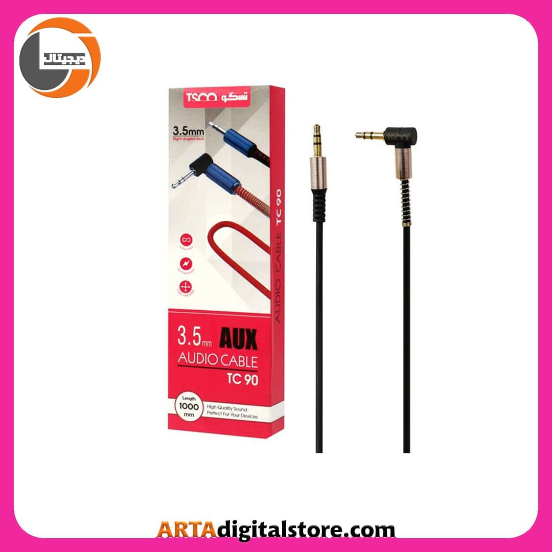 کابل AUX تسکو TSCO TC90 Black یکسر L — تصویر ۲