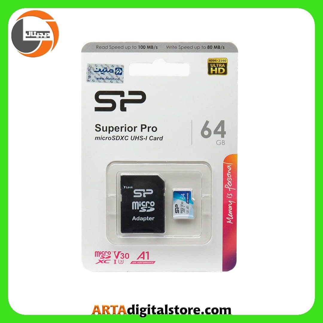 مموری کارت Memory Card Micro SD Silicon Power Superior Pro A1 U3 64GB 100MB/s — تصویر ۳