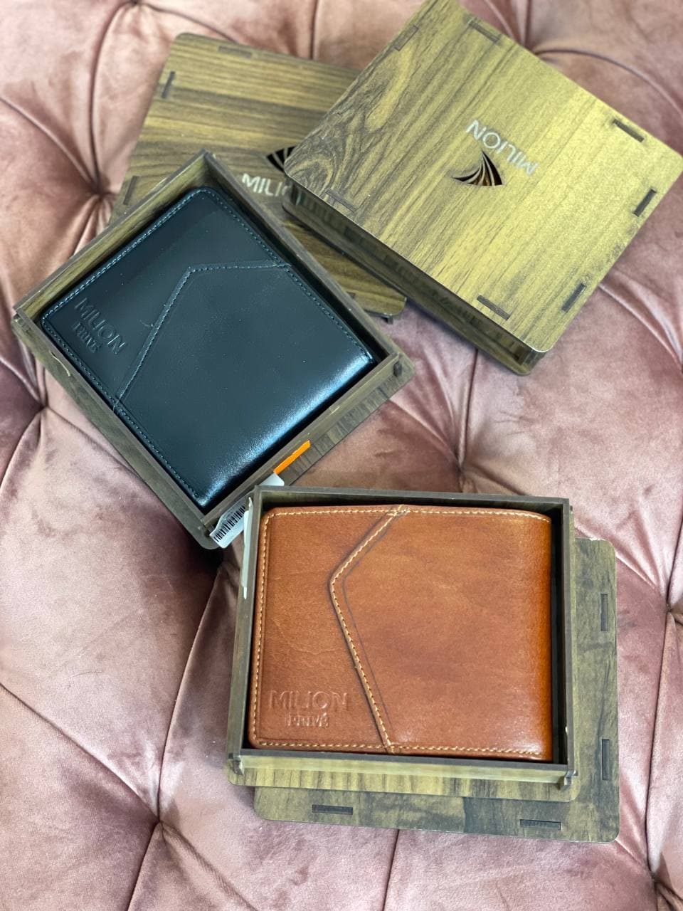 کیف پول نیم کتی گاوی چوبی
