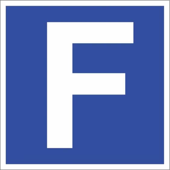 لیبل F سایز 9.5*9.5 – PVC آبی رنگ