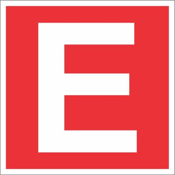 لیبل E سایز 9.5*9.5 – PVC قرمز