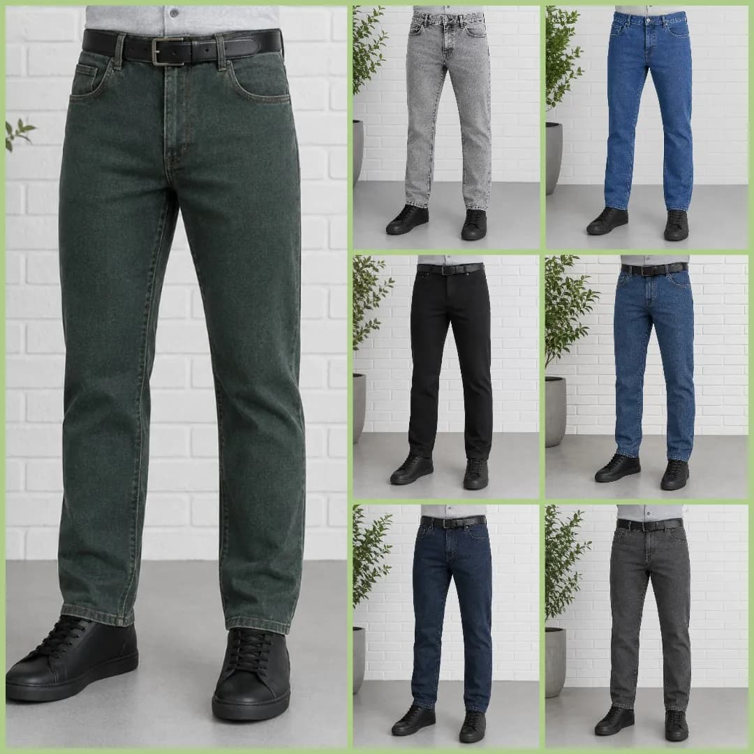 شلوار جین مردانه راسته پنبه کش سایز 40 تا 58 رنگی