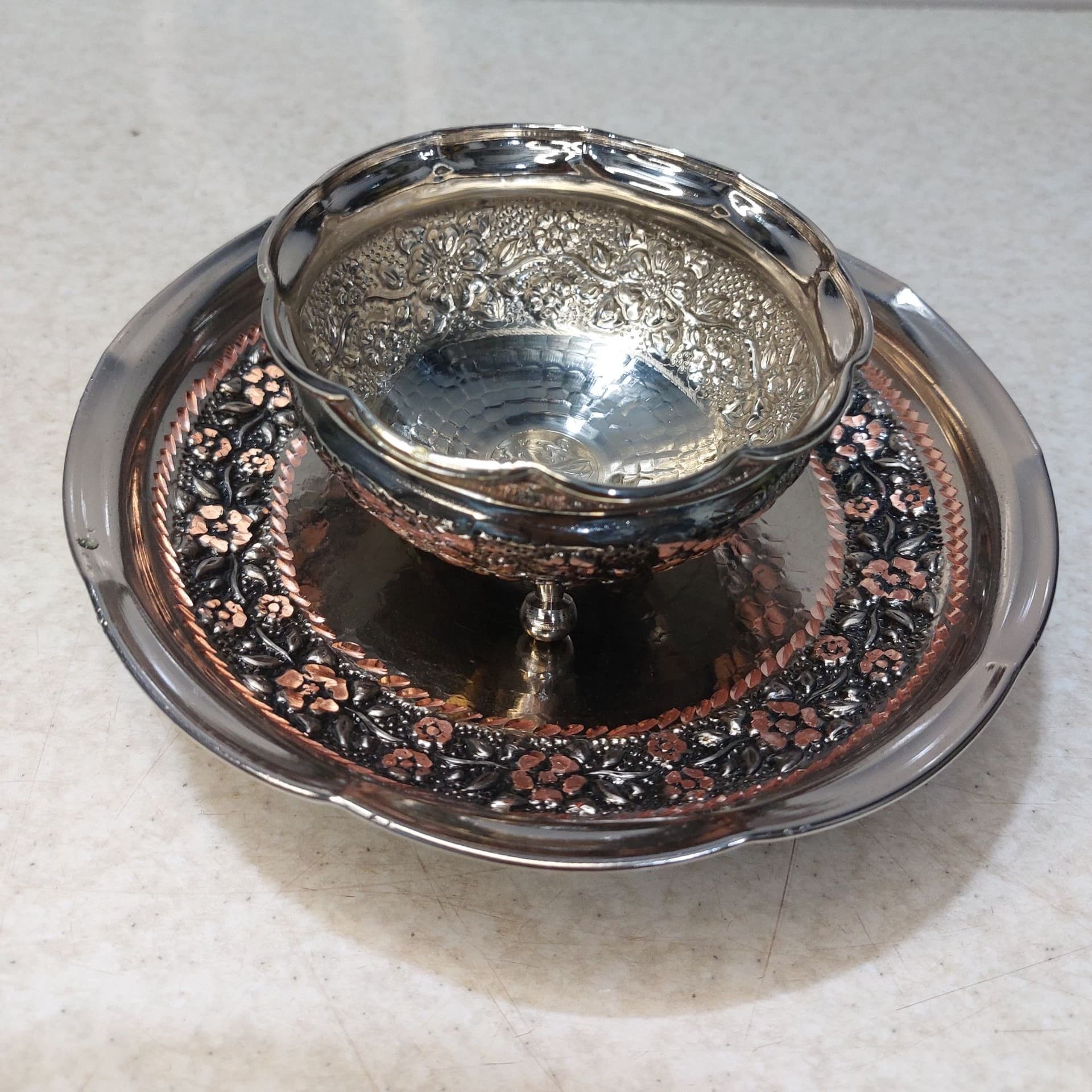 بشقاب مسی الماس تراش سایز ۱۸ — تصویر ۵
