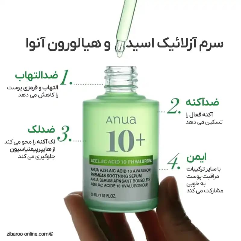 سرم آزلائیک اسید آنوا (Anua Azelaic Acid 10) ضد جوش و قرمزی ۳۰ میل — تصویر ۲
