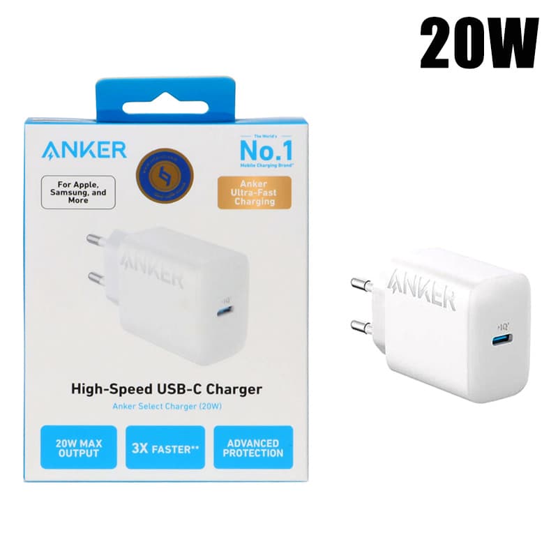آداپتور شارژر با خروجی type C 20w 2پین Anker A2347