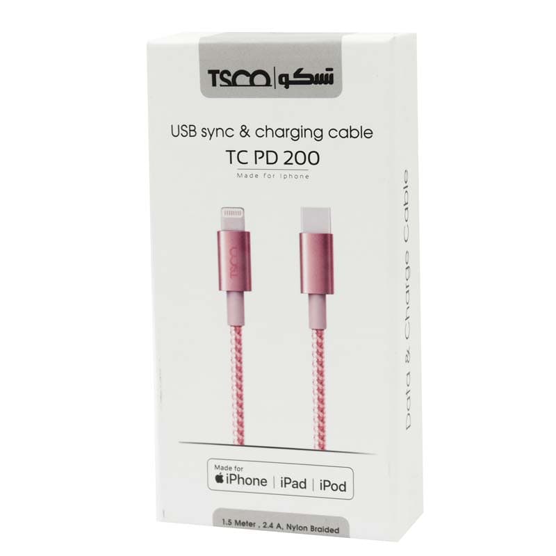 کابل تبدیل فست شارژ TSCO TC PD200 Type-C to Lightning 2.4A 1.5m — تصویر ۴