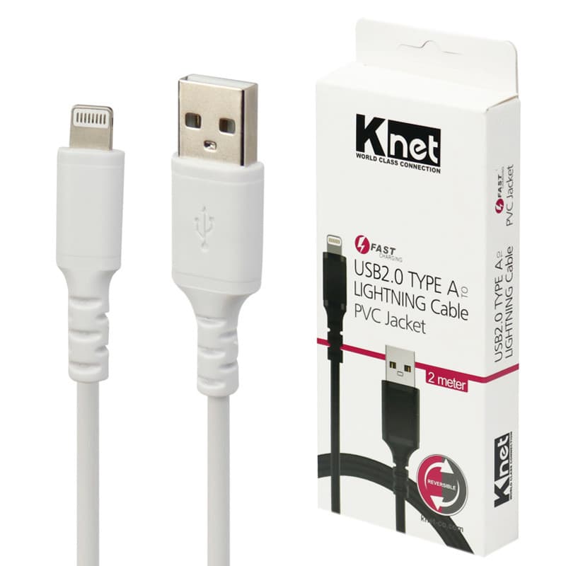کابل آیفونی فست شارژ K-net K-CUL02020 2m
