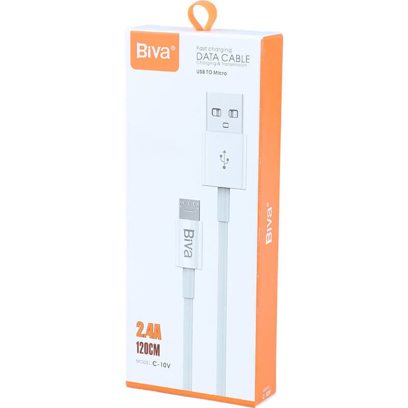 کابل میکرو یو اس بی فست شارژ 2.4 آمپر بیوا C-10V طول 1.2 متر — تصویر ۳