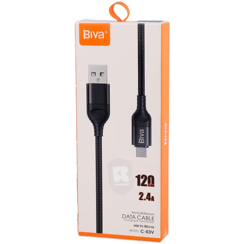 کابل میکرو یو اس بی 2.4 آمپر بیوا C-03V طول 1.2 متر — تصویر ۴