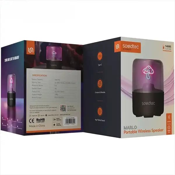 اسپیکر بلوتوث قابل حمل پرودو مدل Porodo Soundtec Marlo Portable Wireless Speaker — تصویر ۴