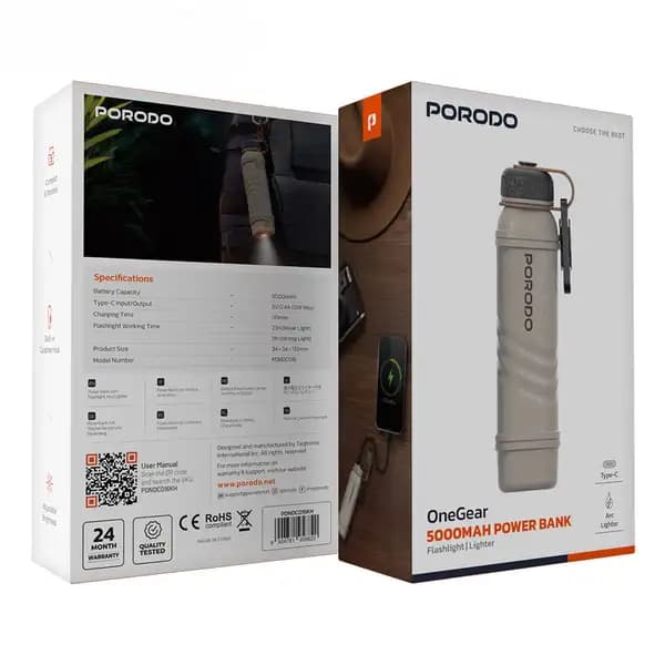 چراغ قوه فندکی و پاوربانک پرودو مدل Porodo OneGear PDNDC016 — تصویر ۷