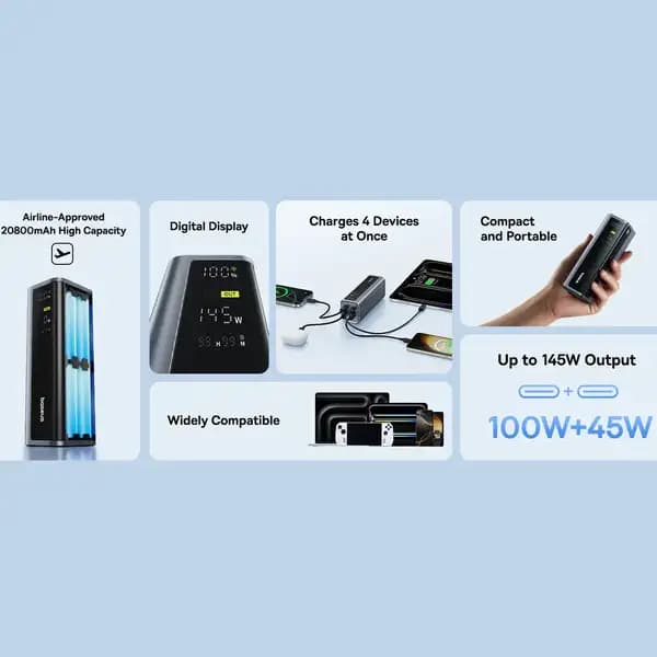 پاوربانک 20800 هزار 145 وات بیسوس مدل Baseus ENEGEEK GP12 — تصویر ۷