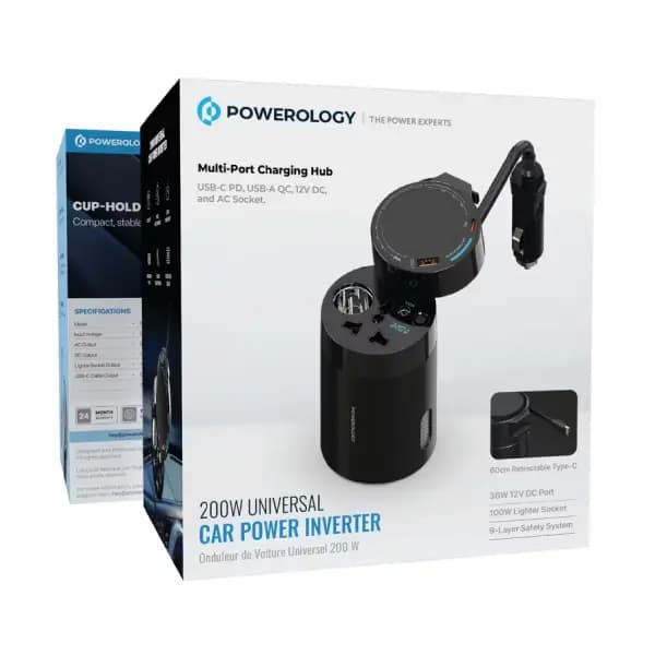 اینورتر خودرو 200 وات پاورولوژی مدل Powerology Universal Car Power Inverter — تصویر ۴