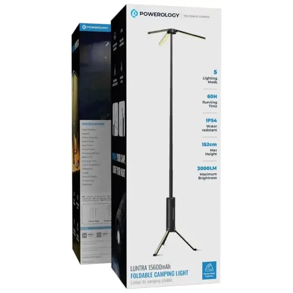 چراغ کمپینگ و پاوربانک پاورولوژی مدل Powerology Luntra Foldable Camping Light PPBCHA116BK — تصویر ۷