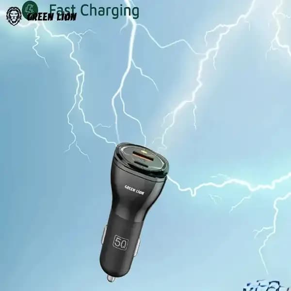 شارژر فندکی 50 وات گرین لاین به همراه کابل مدل Green Lion Dual Port — تصویر ۴