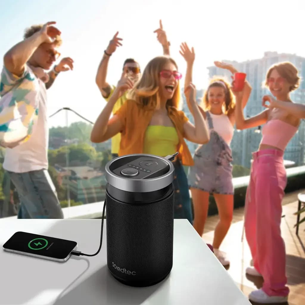 اسپیکر بلوتوثی پرودو مدل Porodo Soundtec Tiesto Portable Karaoke Speaker PDSTGW62BK — تصویر ۵