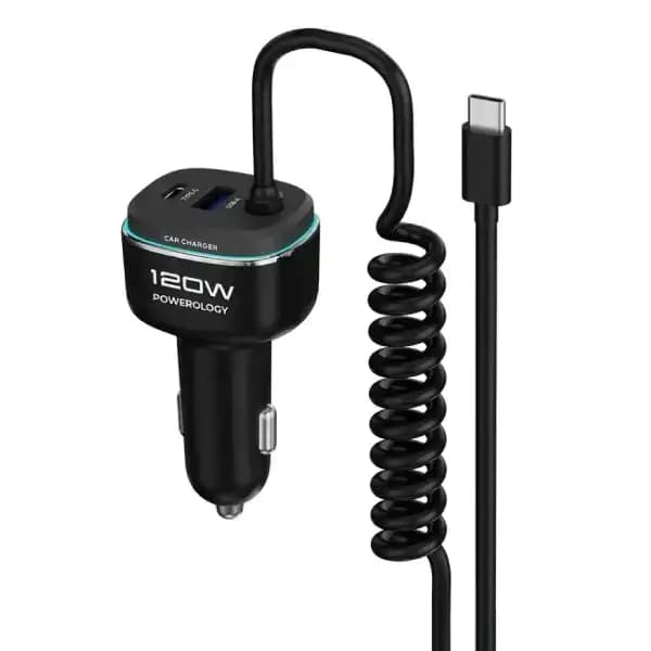 شارژر فندکی سوپر فست 120 وات پاورولوژی مدل Powerology Fast Car Charger