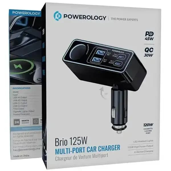 شارژر فندکی خودرو 125 وات پاورولوژی مدل Powerology Brio MULTI-PORT — تصویر ۳