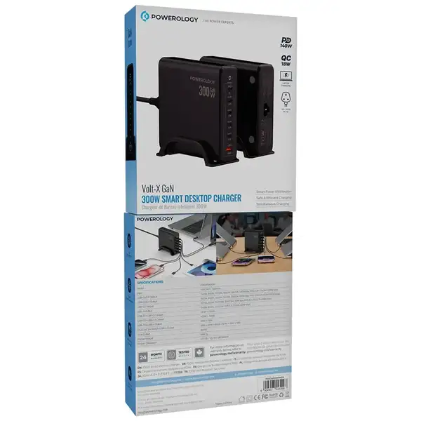شارژر 300 وات رومیزی پاورولوژی مدل Powerology Volt-X GaN Smart Desktop Charger — تصویر ۴