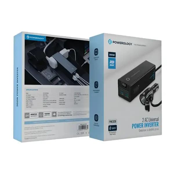 اینورتر 300 وات خودرو پاورولوژی Powerology 300W Car Power Inverter PWCUQC038 — تصویر ۴