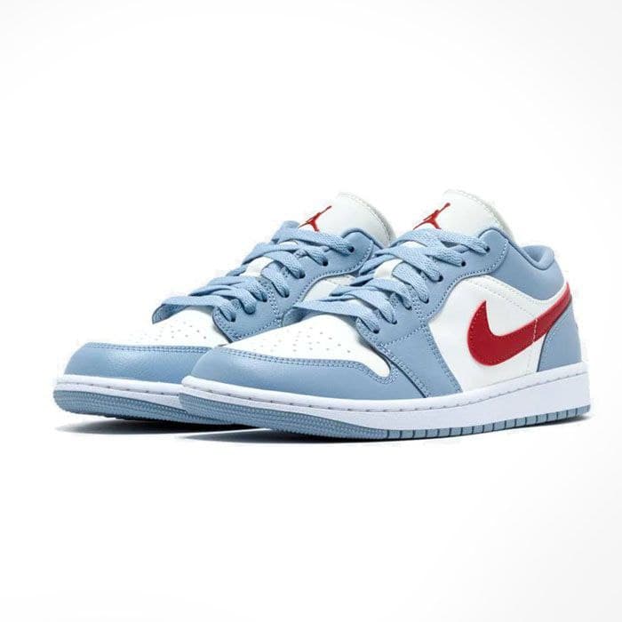 نایک ایر جردن ۱ بدون ساق قرمز آبی Nike Air Jordan 1 Low Blue Whisper Dune Red — تصویر ۳