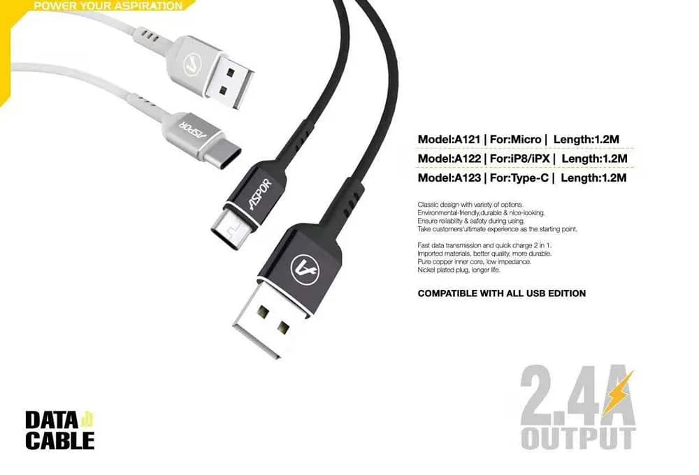 کابل شارژر آسپور میکرو مدل A121 — تصویر ۳