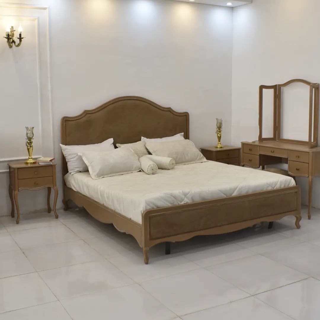 سرویس خواب دو نفره مدل کویین با آینه کنسول و پاتختی مبلمان فرنا مدل 1143414 — تصویر ۲