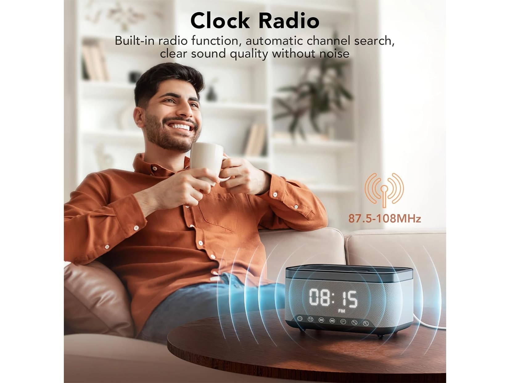 اسپیکر شارژر وایرلس به همراه ساعت دیجیتال کد 300 — تصویر ۴