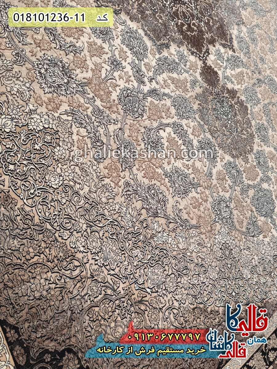 فرش وینتیج 1200 شانه طرح نایین زمینه قهوه ای کاشان — تصویر ۵
