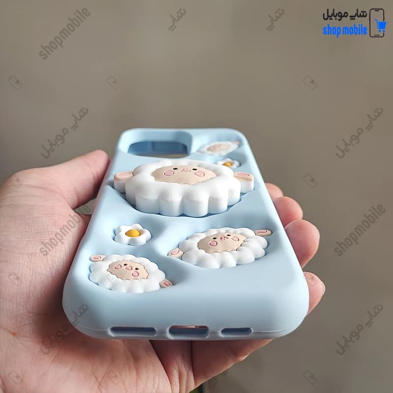 قاب گوشی آیفون 16 پرو مکس (کاور سیلیکونی پاک کنی مدل عروسکی کیوت استندشو طرح ببعی) — تصویر ۳
