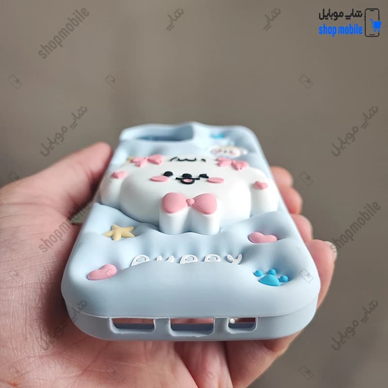 قاب گوشی آیفون 16 پرو مکس (کاور سیلیکونی پاک کنی مدل عروسکی کیوت استندشو طرح Puppy) — تصویر ۳