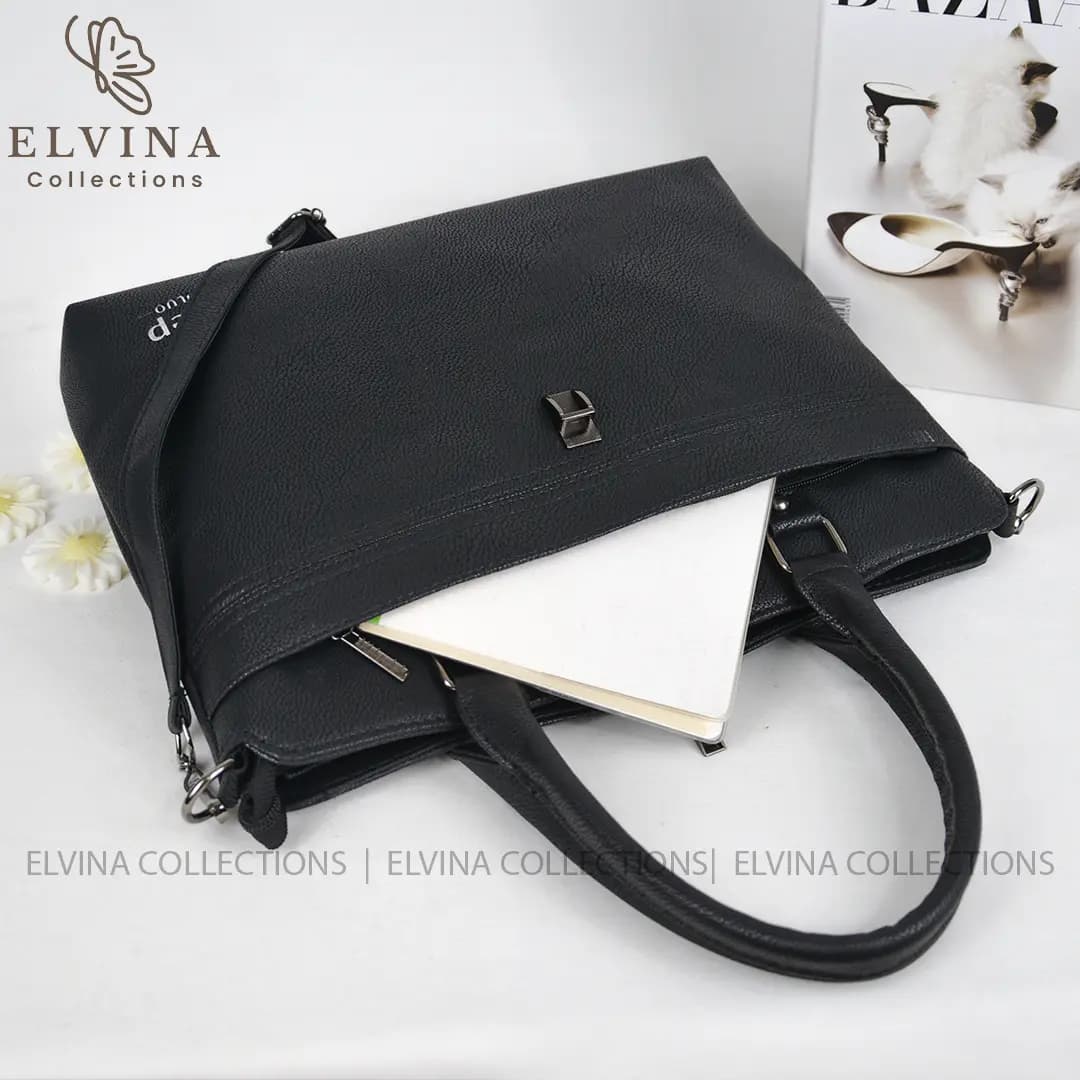 کیف چرم اداری زنانه کد224 (مشکی-قهوه ای- عسلی) — تصویر ۵