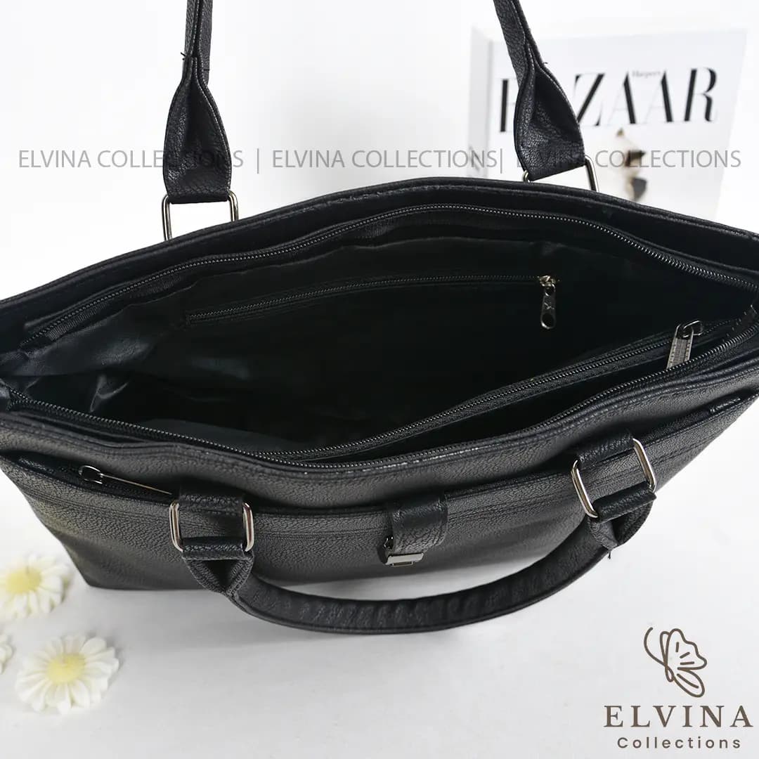 کیف چرم اداری زنانه کد224 (مشکی-قهوه ای- عسلی) — تصویر ۴