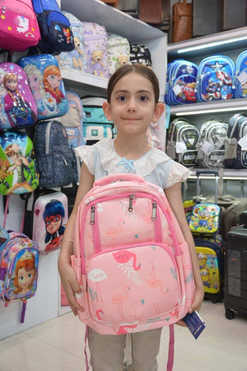 کیف مدرسه دخترانه صورتی طرح فلامینگو کد147 — تصویر ۲