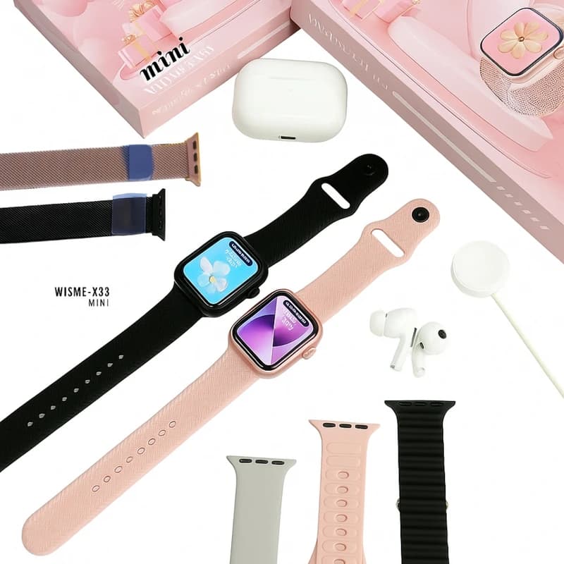 ساعت هوشمند WS X33 mini (5 عدد بند + 1 عدد ایرپاد اقتصادی Pro 2) WISME — تصویر ۲