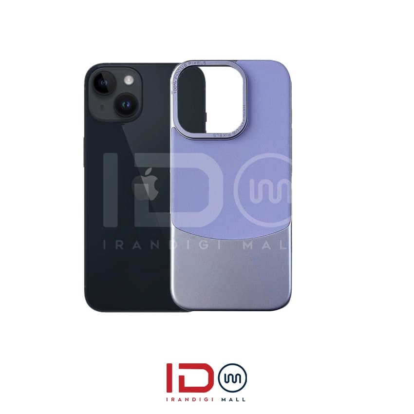 قاب اورجینال چرم و کانواس فلزی گوشی اپل مدل IPHONE 14 برند فوکوس پیکسل رنگ آبی تیره — تصویر ۴