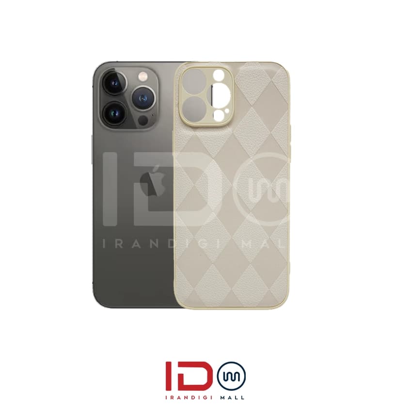 قاب مینیمال گوشی موبایل آیفون مدل iPhone 13 Pro Max طرح لوزی رنگ کرم