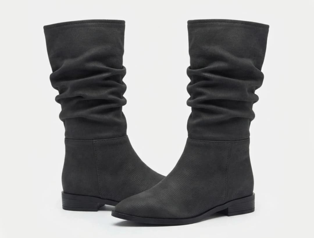 نیم بوت نوک تیز خط چروک زارا | ZARA