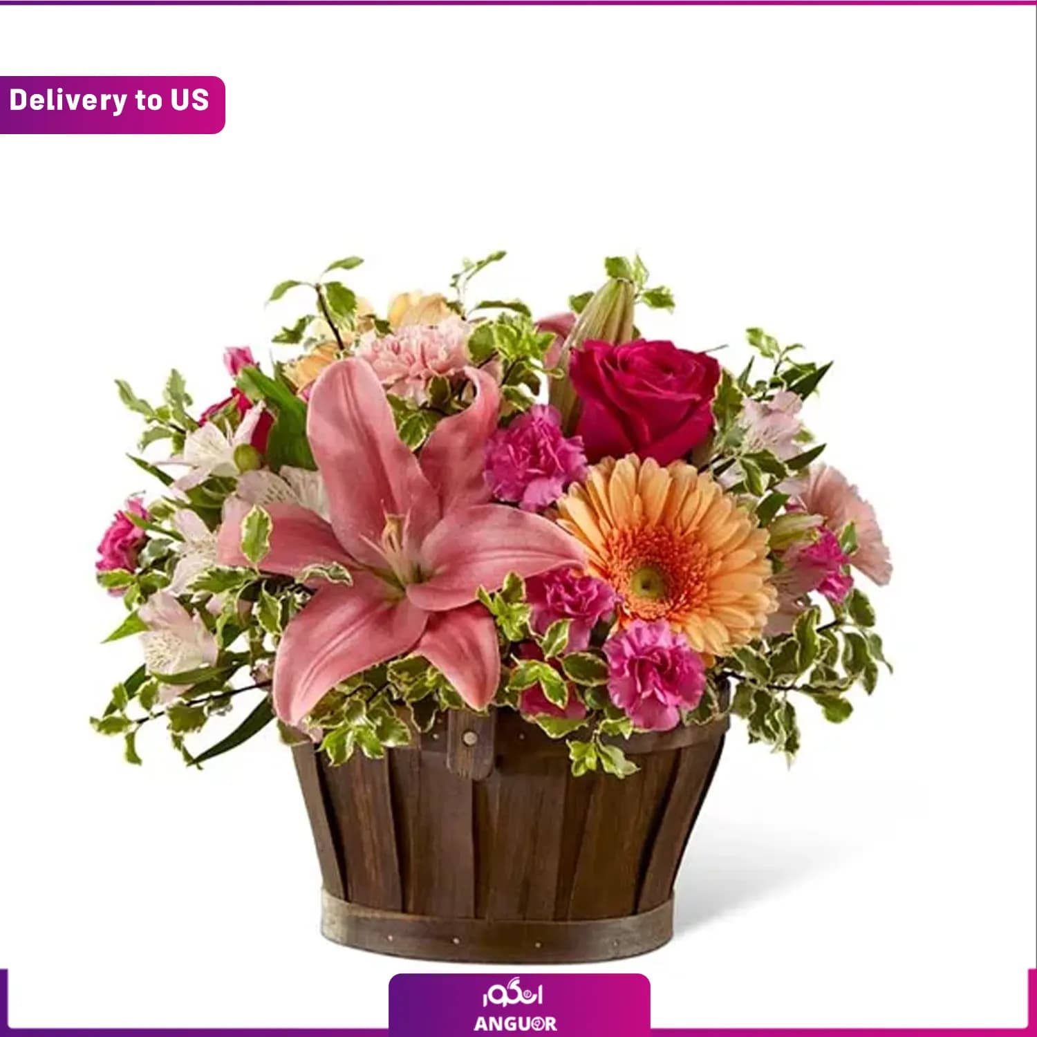 (Delivery to USA) Garden of Lily Basket — تصویر ۳